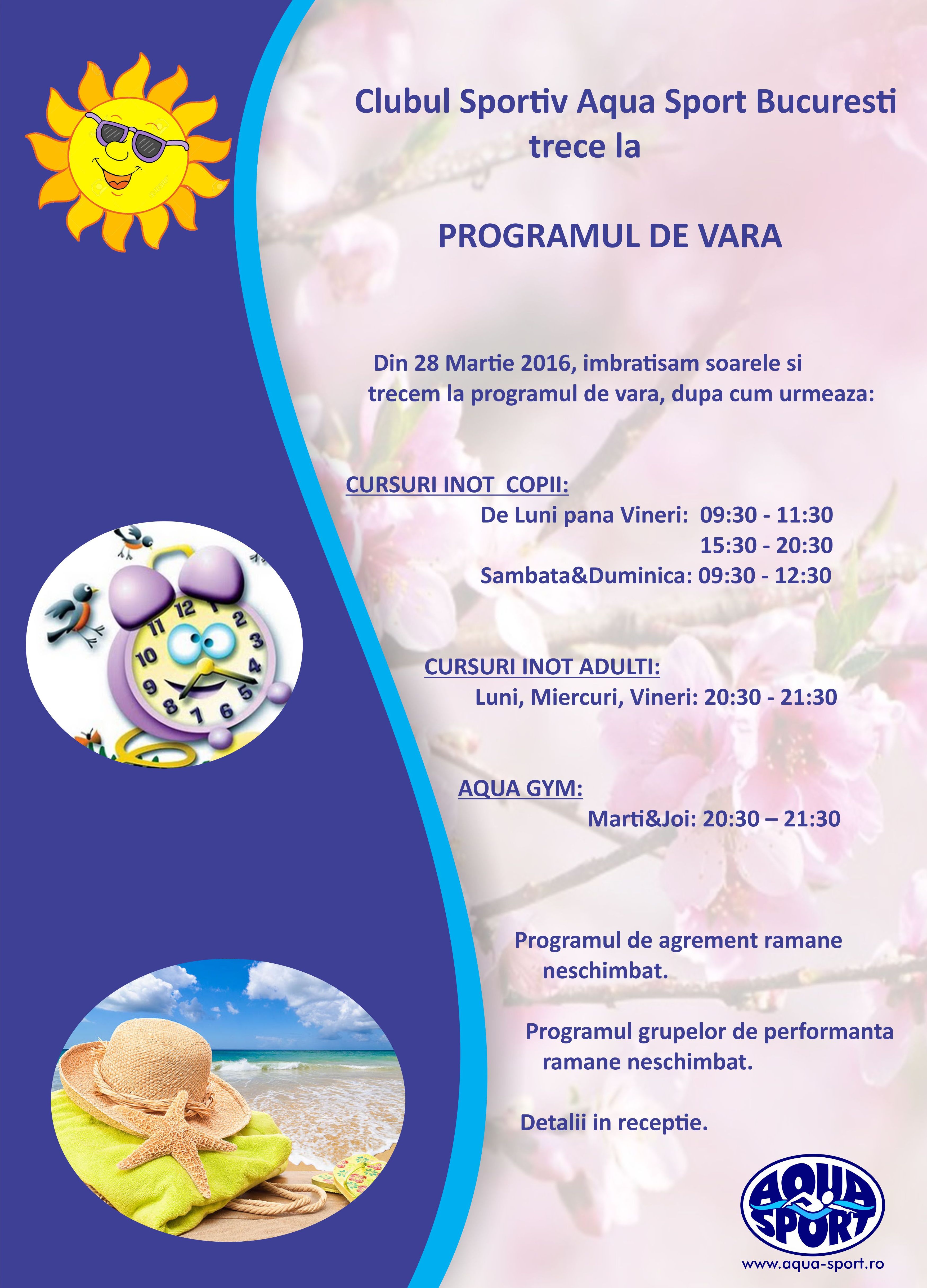 Aqua Sport trece la programul de vara